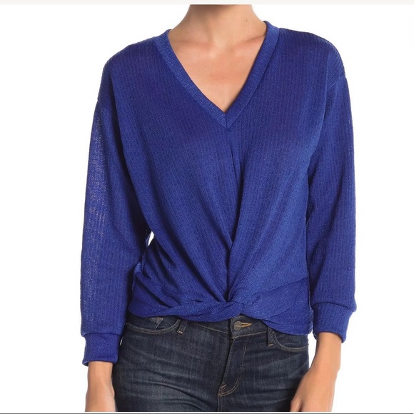 Lush Sweaters - Lush twisted blue knit sweater